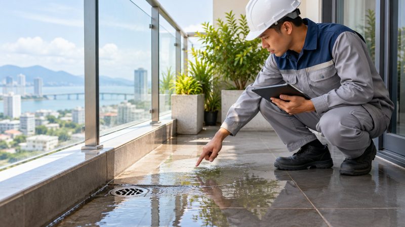 Ban công đọng nước gây thấm: Cách tìm đúng lỗi