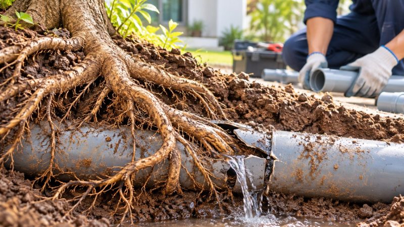 Xử lý rễ cây làm vỡ ống nước an toàn, đúng cách