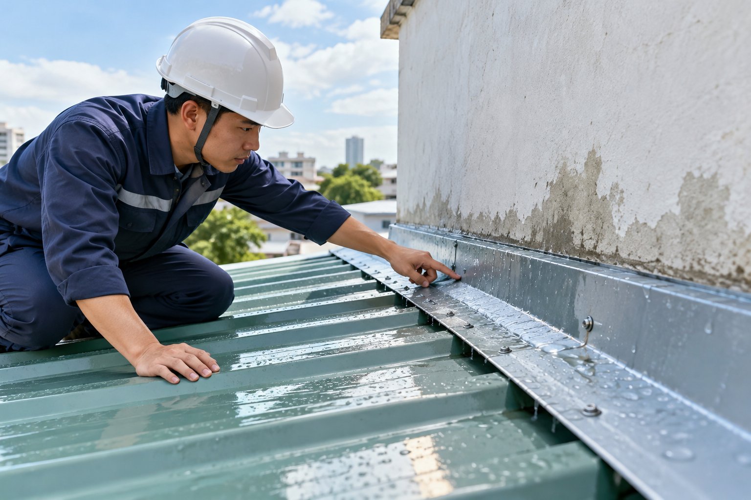 Ảnh minh hoạ: Khe tiếp giáp mái tôn và tường bị dột: Cách xử lý