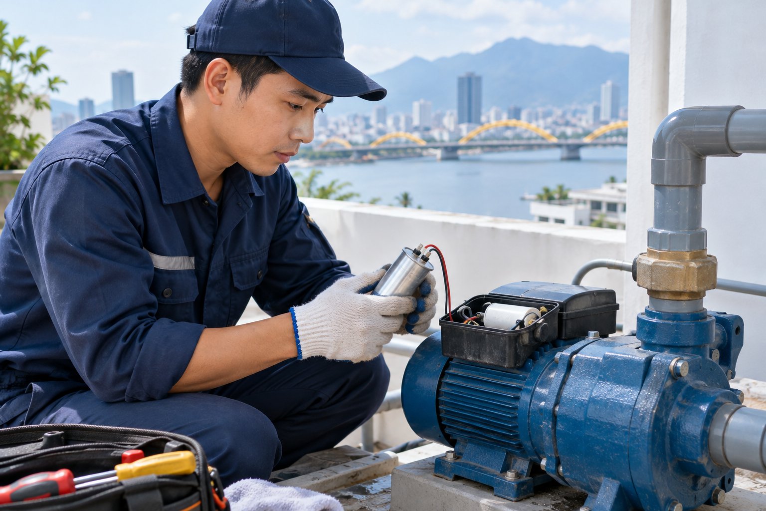 Ảnh minh hoạ: Hiện tượng máy bơm hỏng tụ: Dấu hiệu và cách xử lý