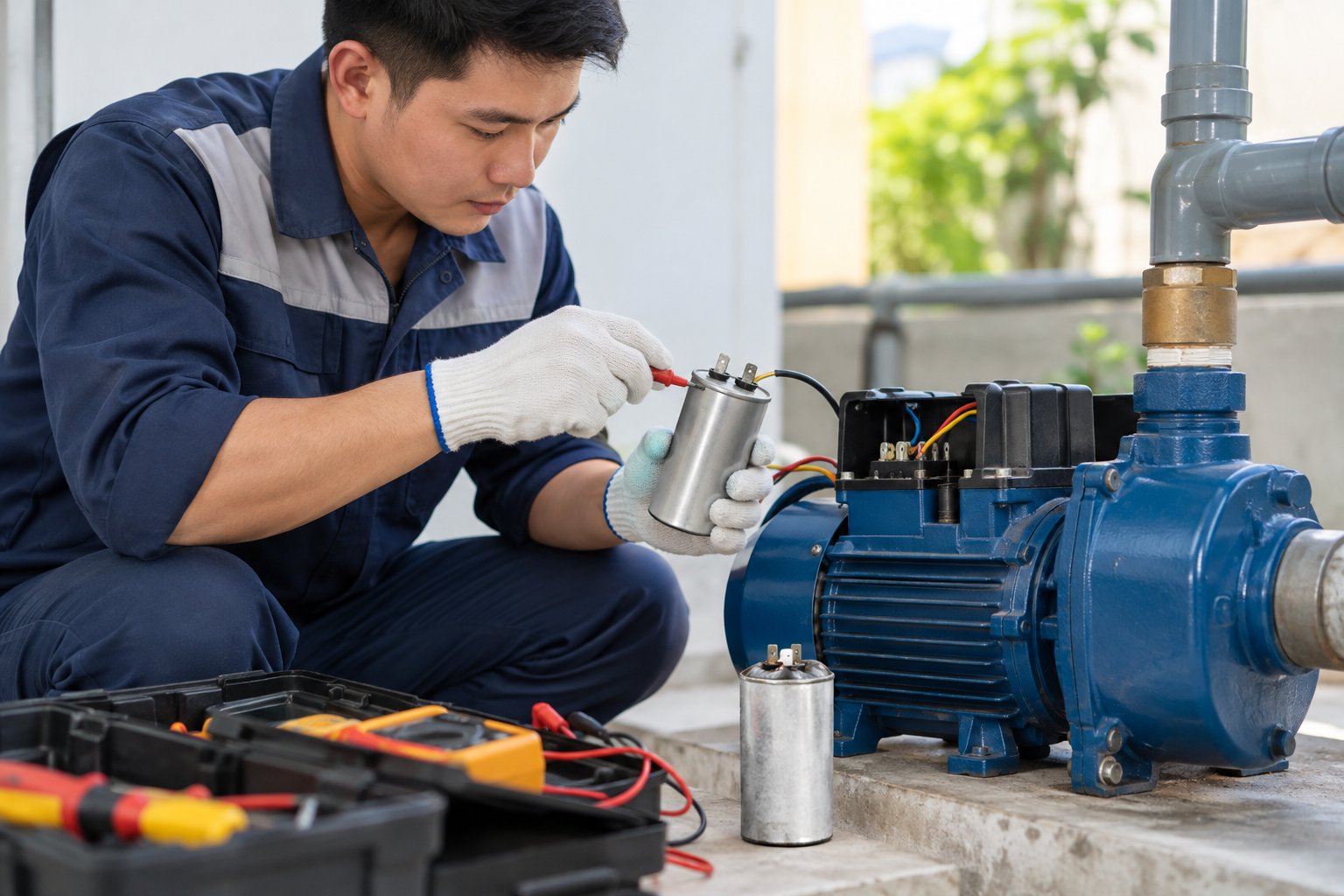 Ảnh minh hoạ: Hiện tượng máy bơm hỏng tụ: Dấu hiệu và cách xử lý
