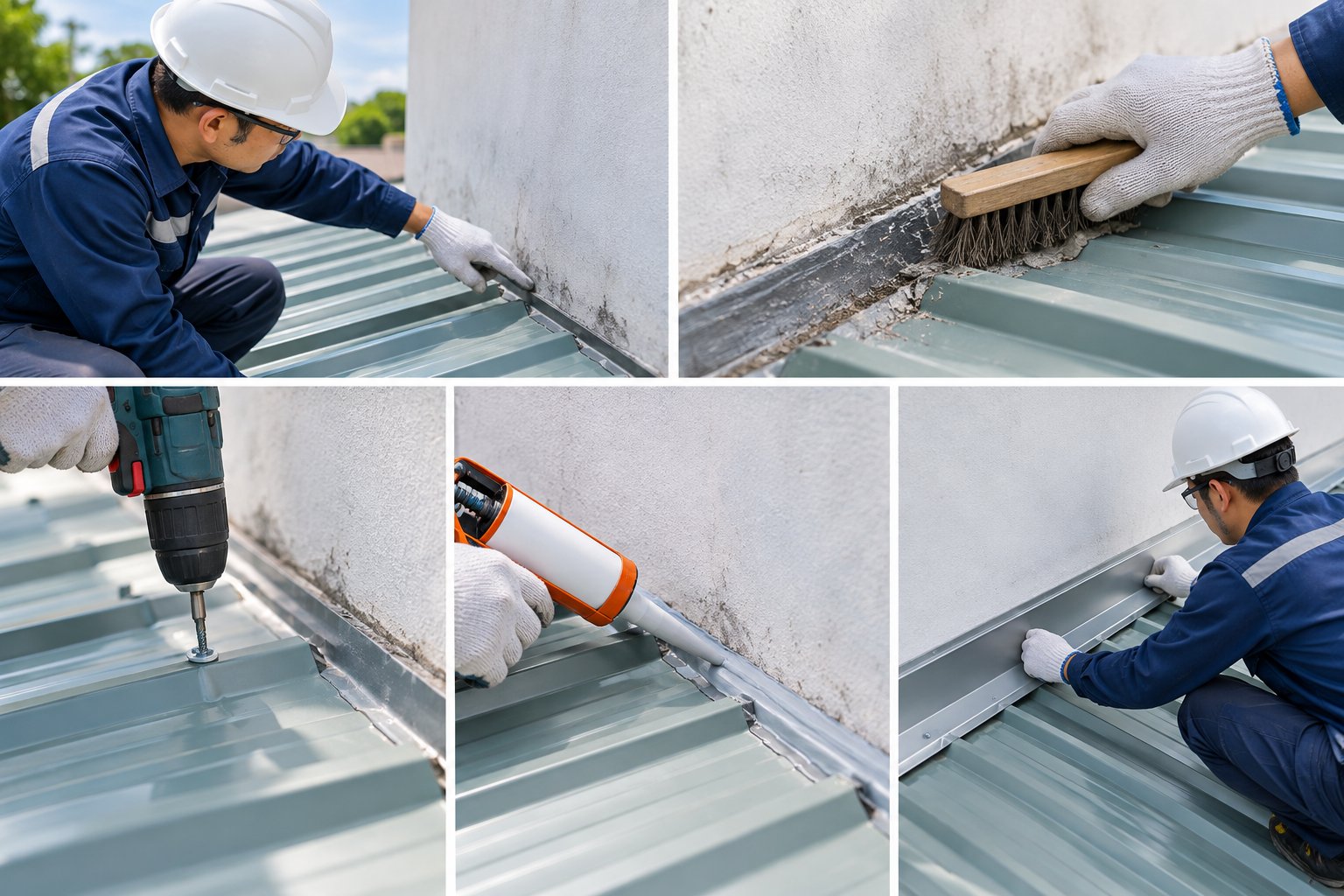 Ảnh minh hoạ: Khe tiếp giáp mái tôn và tường bị dột: Cách xử lý
