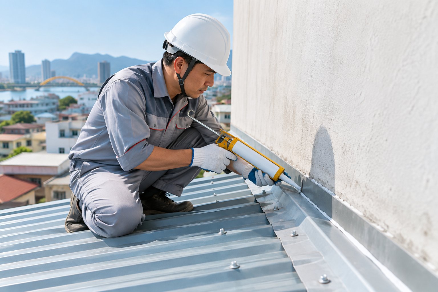 Ảnh minh hoạ: Khe tiếp giáp mái tôn và tường bị dột: Cách xử lý